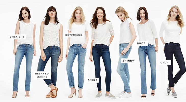 Các kiểu mẫu quần jeans phổ biến hiện nay