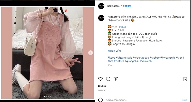 Haze.store là một trong các shop bán quần áo đẹp trên instagram uy tín nhất