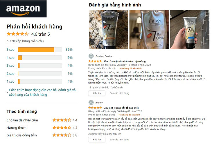 Người dùng trên thế giới Amazon review và cho điểm dòng sản phẩm