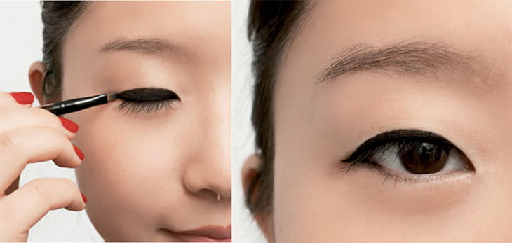 Đường kẻ eyeliner mảnh sẽ thích hợp hơn với mắt 1 mí hay mí lót