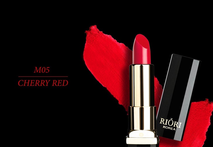 Son màu đỏ cherry Riori Matte Lipstick – 05 Cherry Red