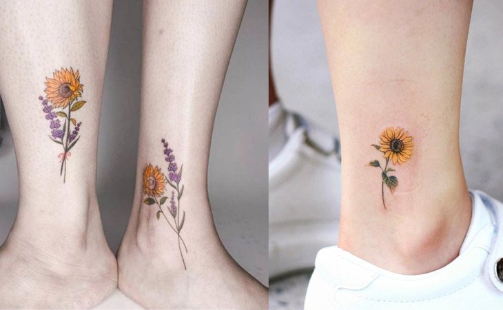 Hình hoa hướng dương bắt mắt ở phần chân