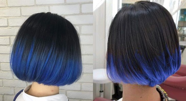 Nhuộm đuôi xanh dương cho mái tóc ngắn