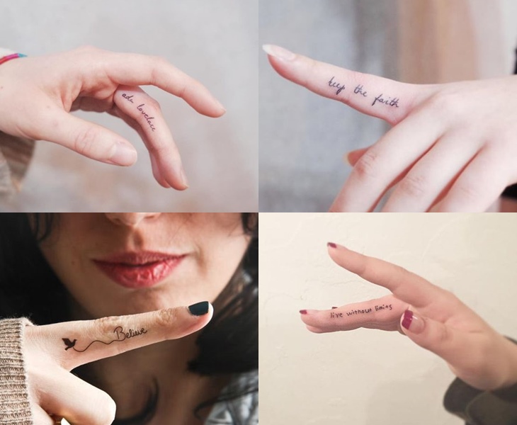 Hình xăm chữ mini mang đến nữ giới ở ngón tay