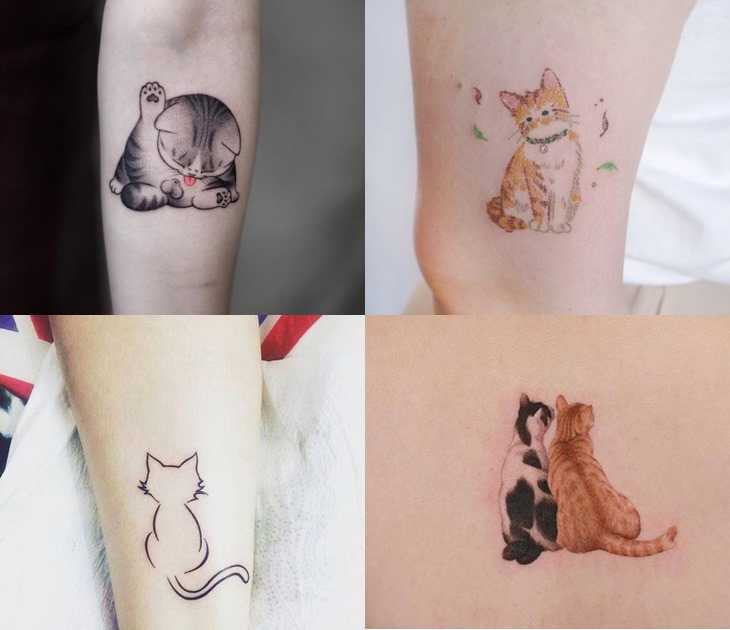 HCM TATTOO NỮ MINI NHỎ XINH DỄ THƯƠNG  Hình xăm dán tatoo 8 con mèo   miếng dán hình xăm đẹp dành cho nữ  Lazadavn
