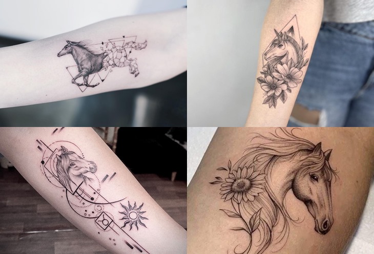 Tattoo con ngựa là hình xăm mệnh thổ độc đáo