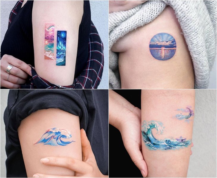 Một số ý nghĩa hình xăm sóng nước trong tattoo mini