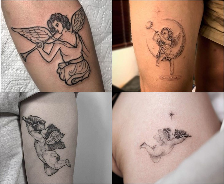 Hình tattoo các thiên thần thổi loa