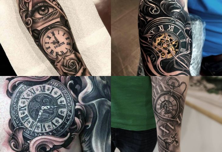 Tattoo hình đồng hồ cực đẹp trên tay