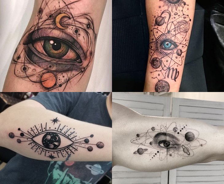 Tattoo con mắt và vũ trụ